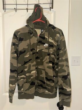 Nike Olive & Black Camo Zip Hoodie